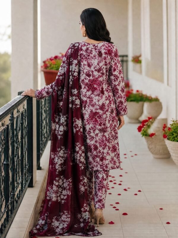 WhatsApp Image 2026-07-03 at 1.54.38 AM (2) White Maroon Floral Suit ( Unstitched Lawn Suit )