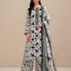 Monochrome Off-White and Black Printed Lawn