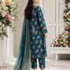 WhatsApp Image 2026-07-03 at 10.59.52 AM (2) Teal Blue Floral Printed Lawn 3 Piece Unstitched Suit with Chiffon Dupatta