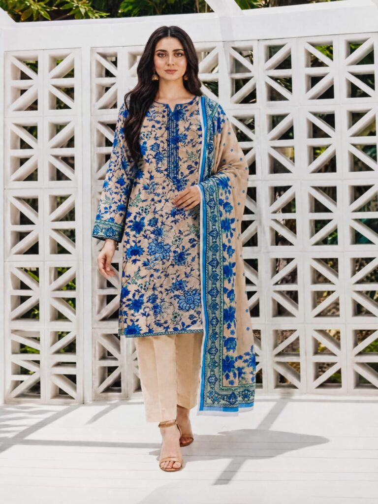 Beige Blue Floral