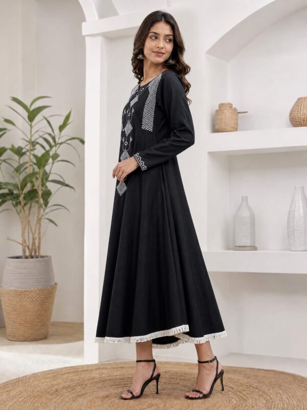 WhatsApp Image 2026-07-10 at 11.15.14 PM Black Embroidered Cotton Flared Frock