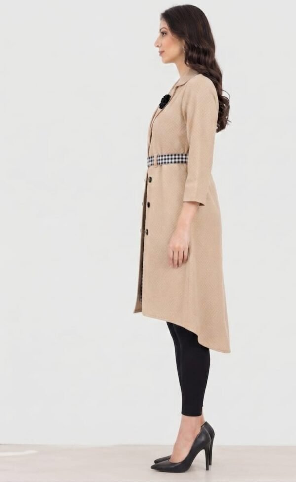 WhatsApp Image 2026-07-10 at 8.27.54 PM (2) Beige Textured Stitched Cotton Trench-Style Kurta