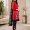 Red and Black Embroidered Stitched Suit