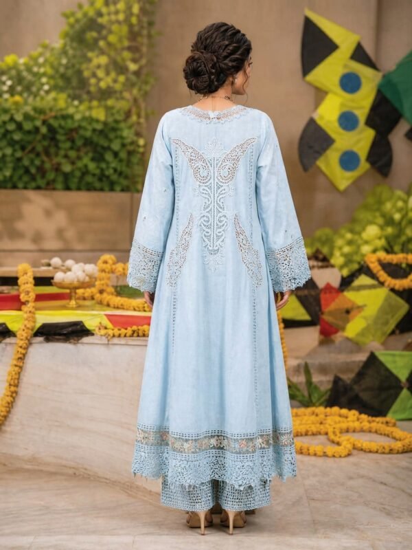 manrimal-suit-back-view Luxury Sky Blue Embroidered 3 Piece Lawn Suit ( Unstitched )