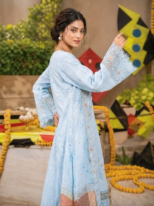 manrimal-suit-half-body Luxury Sky Blue Embroidered 3 Piece Lawn Suit ( Unstitched )