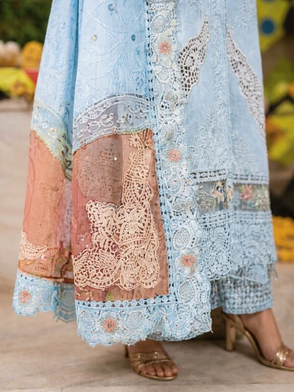 manrimal-suit-hemline-detail Luxury Sky Blue Embroidered 3 Piece Lawn Suit ( Unstitched )