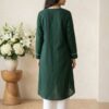 14 August Special Dark Green Asymmetrical Kurti with White Trousers