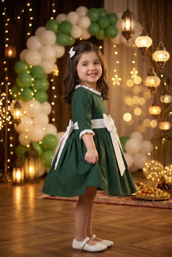 Emerald Green Festive Frock for Girls - Manrimal