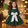 Emerald Green Party Wear Festive Frock for Girls - Manrimal