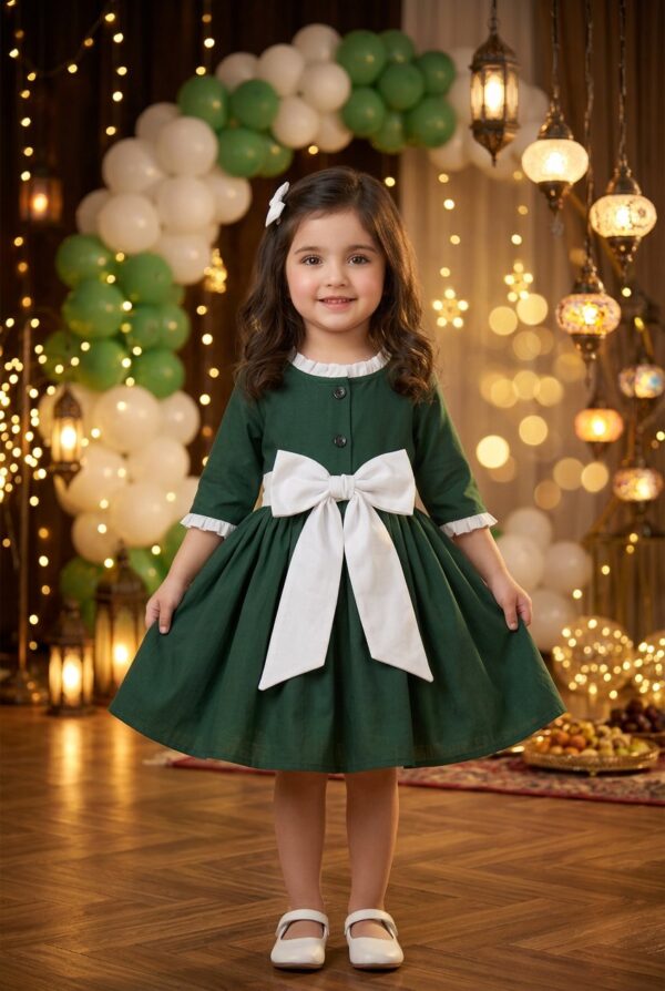 Emerald Green Party Wear Festive Frock for Girls - Manrimal