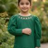 14 August Special Dark Green Kids Kurti & Trouser Set with Cutwork | Manrimal