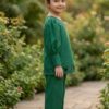14 August Special Dark Green Kids Kurti & Trouser Set with Cutwork | Manrimal