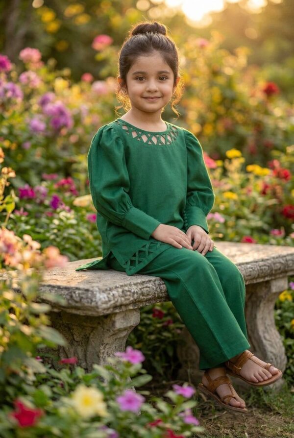 kids green dress