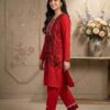 Red And Black Embroidered 2-Piece Suit | Kurta & Trouser