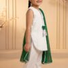 14 August Special White Kids 3-Piece Suit with Green Heart Motifs & Dupatta