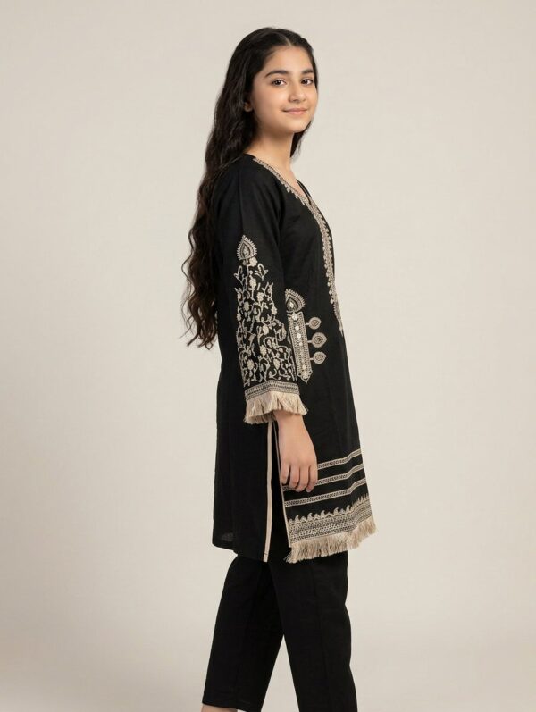 Black Embroidered Luxury Lawn Kurti with Trousers