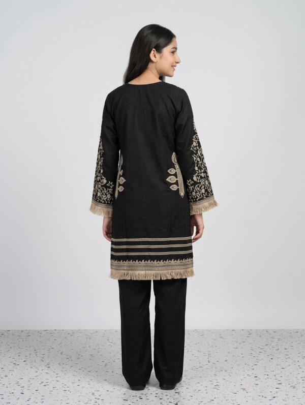 Black Embroidered Luxury Lawn Kurti with Trousers